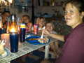 Eating dinner when the power goes out in Kerema!